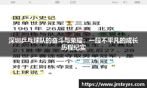 深圳乒乓球队的奋斗与荣耀：一段不平凡的成长历程纪实